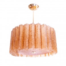 Drum form amber glass pendant fixture